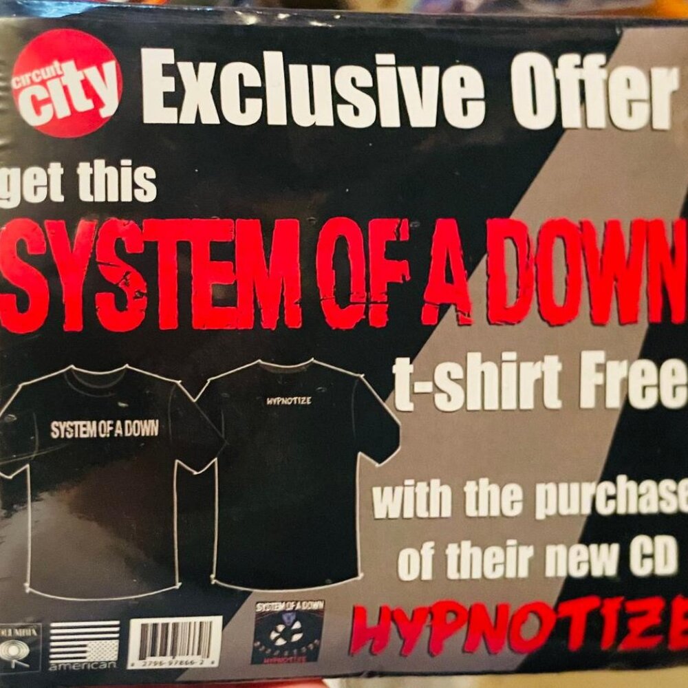 SEALED/MINT SYSTEM OF A DOWN Vintage 2005 "Hypnotize" Circuit City Promo T-Shirt